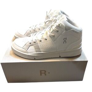 On The Roger Clubhouse Mid Womens Sneakers White Sand Leather‎ Lace Up Size 9.5